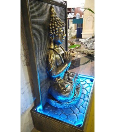 FUENTE MURAL BUDA METAL CON ILUMINACIÓN