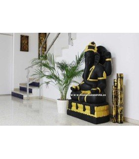 Ganesha estatua en resina negro y dorado.