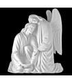 Cristo con Ángel en mármol reconstituido.
