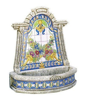 Fuente Mural Cartuja con azulejo AZ en piedra artificial.