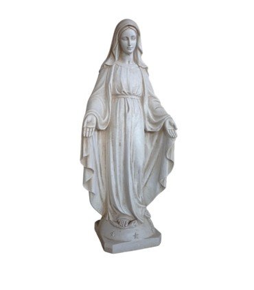 Virgen Milagrosa en piedra artificial.