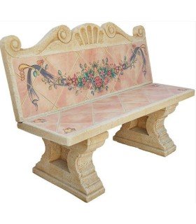 Banco Natural Floral con respaldo en piedra