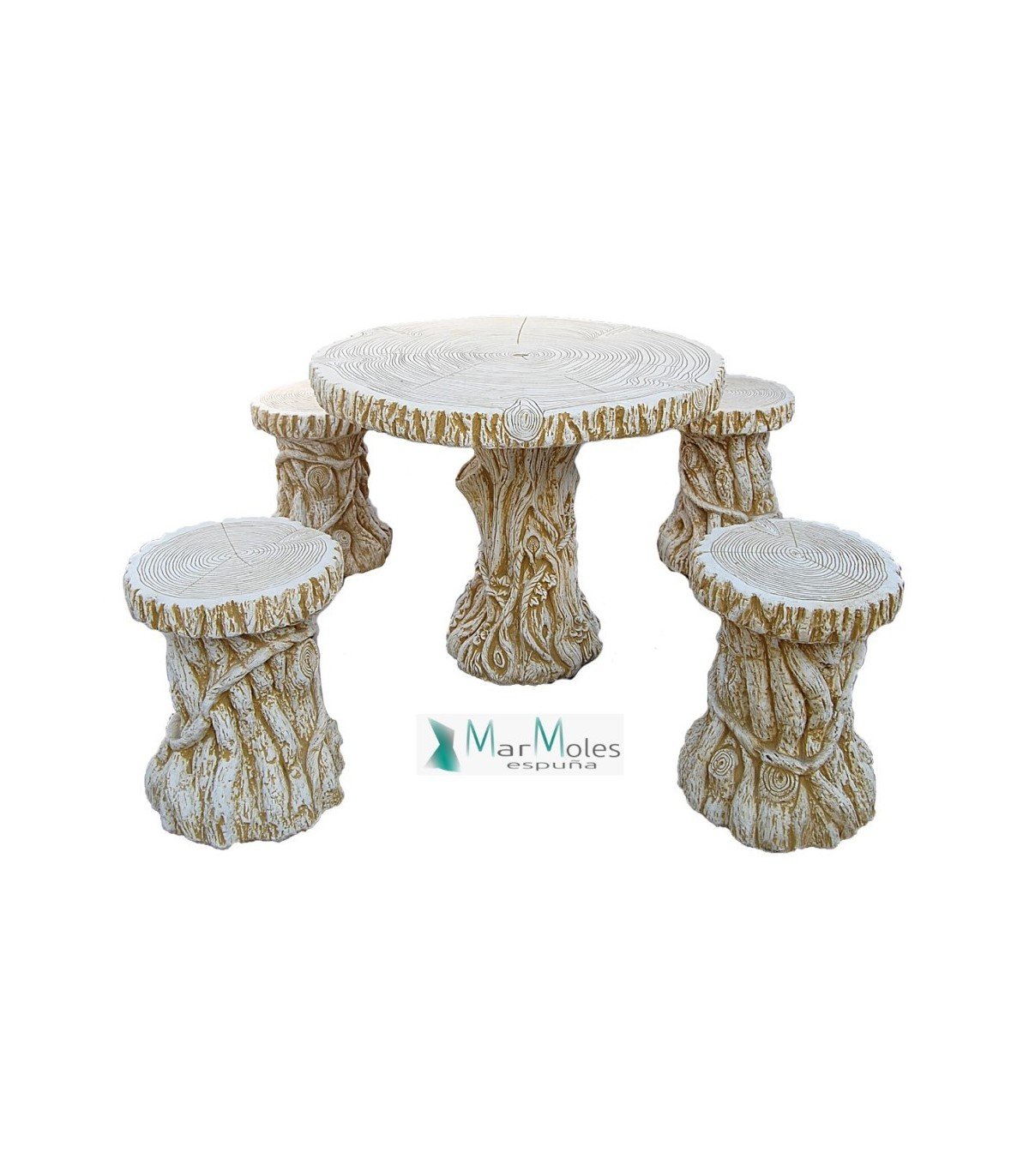 Comedor de troncos ocre en piedra