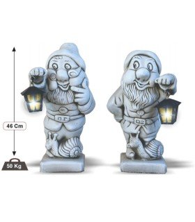 Enanitos con farol en piedra