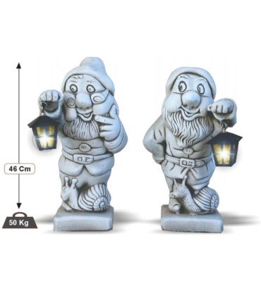 Enanitos con farol en piedra