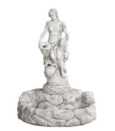 Fuente mujer pez en piedra
